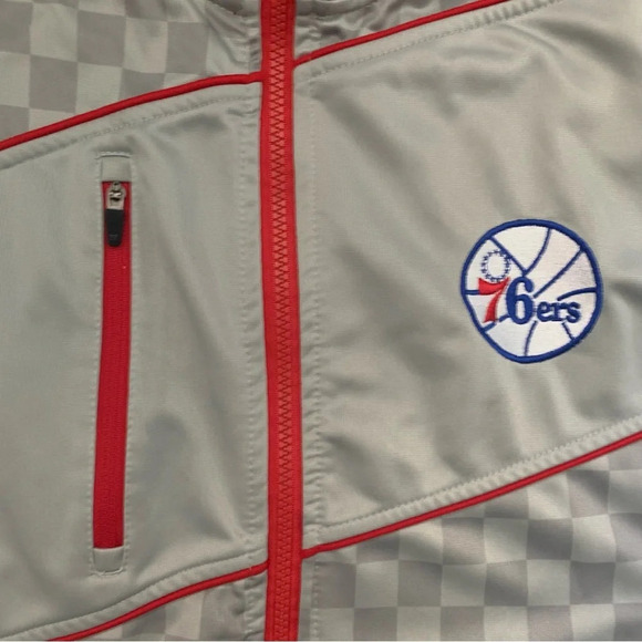 Philadelphia 76ers Zip-Up Jacket Zipway Unisex Medium Gray Red NBA Basketball - Picture 2 of 4
